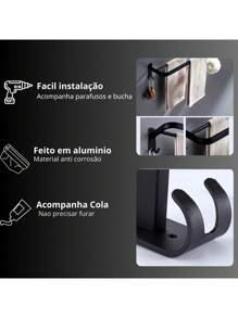 Porta Toalha Suporte Toalheiro Banheiro Adesivo Sem Furo Aço