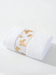 1 pieza/2 piezas Toalla de fractura con bordado de mariposa de hilo de oro de lujo, toalla facial suave y absorbente sin pelusa para parejas, toalla decorativa de baño, toalla de piscina, toalla de hotel, regalo para adultos y niños, de alta calidad, absorbente y de secado rápido para lavar el cabello, toalla facial, 1 pieza o 70*140 toalla de baño - Dorado - Ver 6