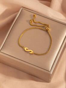 26 pièces Bracelet ajustable avec perles à lettre initiale, bracelets en acier inoxydable de couleur dorée convenant pour le port quotidien des femmes