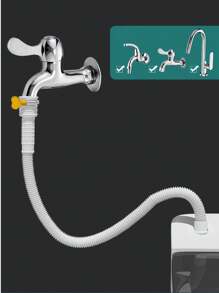 带夹可调节水龙头延长软管，防漏橡胶排水管，适用于空调、洗衣机、浴室、厨房、花园”返校 - 米灰水龍頭延長器 - 查看 2