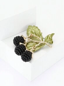 时尚珐琅黑莓吊坠胸针 女士 男士 植物别针 西装别针 配饰 礼物 - Blackberry Pendant Brooch - 查看 5