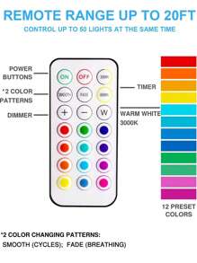 1 pieza Focos, Focos LED de 13 colores variables, Alimentado por batería, Luz LED dimmable para debajo del gabinete, Luz nocturna con batería, Con 1 control remoto inalámbrico, Apto para gabinete, estantería, armario, caja de exhibición - Multicolor - Ver 4