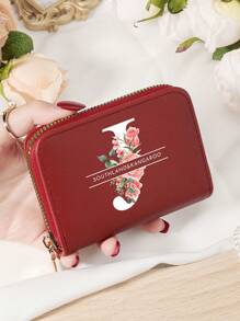 Burgundrote Tasche Charlie Rotwein Roter Umschlag Modische und hochwertige Kartenetui Tasche Leicht zu tragen Münztasche mit mehreren Fächern Reißverschluss Multi-Slot Einfache Kreditkartenfächer Multifunktions Damenbrieftasche Kartentasche Mini Geldbörse Geldbeutel Kartenetui