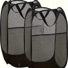 1pc Pop-Up Laundry Basket With Handle - Made Of Breathable Mesh Fabric, Foldable And Portable Dirty Clothes Hamper, Suitable For Home, Dorm Or Travel