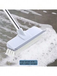 1 pièce (2-en-1) Brosse de récurage de sol à long manche avec des poils raides pour un nettoyage en profondeur des terrasses, salles de bains, baignoires, carrelages, joints, cuisines, piscines, patios, garages - Gris - Pour les propriétaires et les passionnés de nettoyage - Idéal pour le nettoyage intensif - Excellent cadeau pour le réchaud, la décoration de la salle de bain, la décoration d'automne, la rentrée scolaire