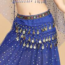 1pc New Women Belly Dance Hip Scarf Accessories 3 Layer Coin Belt Belly Dance Coin Waist Chain Dance Hip Scarf - Multicolor - View 14