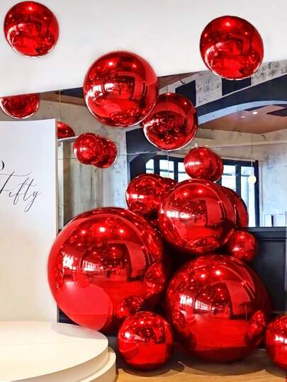 1/2/5 pezzi Palloncini in foil rossi 22"/32" con effetto 4D, palloncini in foil olografici a sfera, galleggianti, riempiti con elio, adatti per feste di compleanno, addio al celibato/nubilato, fidanzamento, matrimonio, Natale, Capodanno, anniversario, decorazioni per feste