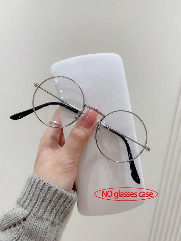 1 قطعة نظارات طبية بإطار دائري معدنية كاملة للنساء، عدسات واضحة ، اكسسوارات نظارات واضحة للنساء