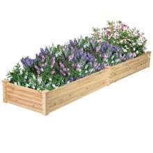 Lifezeal Wooden Vegetable Raised Garden Bed Backyard Patio Grow Flowers Planter - 自然的 - 查看 9