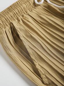 2 Stück/Set Herren lässiges, modisches Outfit mit Kurzarmoberteil und Shorts in Wellentextur-Stoff - Weiss - Übersicht 10