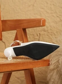 Fall/Winter 2025 Women's White French-Style Pointed Toe Casual Sandals With Thin Heel, Back Open Design, Strap Buckle, Comfortable Elegant High Heels,Elegant,Women Pumps,Elegant,Wedding Outfits - White - View 3