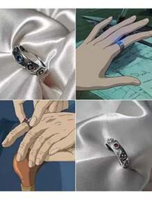 3pz Caja Musical Sophie Y Howl Castillo Ambulante + Anillos - Caqui - Ver 4