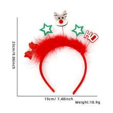 Christmas Elk Star Headband Gnome Hair Hoop Hair Accessories Women Girls Hair Band Party Favors Decorations - Watermelon Red - View 7