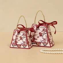 10pcs European Style Floral Elegant Candy Box, New Design Festive Candy Bag, High-End Wedding Engagement Candy Gift Box, Christmas, Mother's Day, Birthday Gifts, Wedding Supplies, Party Favor Boxes, Wedding Decor