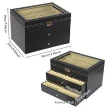 24 Compartments Eyeglasses Storage Box, Eyeglasses Display Box - màu đen - Xem 2