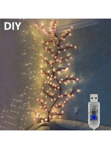 1pc Cherry Blossom Branch USB Power Supply Light, 230cm/7.54ft, LED Dress Up String Lights, Push Button Control 8 Modes, Realistic Artificial Flowers, Suitable For Spring/Summer Indoor/Outdoor Decorations, Weddings, Valentine's Day, Christmas