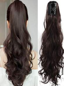 Claw Ponytail Extensions Hair Black Color 28 Inch Long Water Wave Hair Heat Resistant Fiber Synthetic Hairpiece For Women Girls Party Daily Use