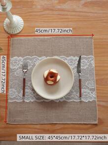 Vintage Simplistic Linen & Coarse Yellow  Table Runner, Tea Table Cover, Imperious Lace Border, Kitchen Essential, Dining Table Protection Against Dirt And Heat, Four Season Applicable, Tablecloth, Home Decoration, Daily Family Gathering, Festival Parties, Dinner Party, Birthday, Festival Decorations, Indoor & Outdoor Party Wedding Decor, Series Size Table Runner, 1PC