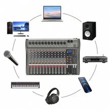 12 Channel Sound Audio Mixer Bluetooth USB DJ Live Studio Mixing Console Amplifi - Black - View 1