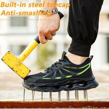Steel Toe Shoes For Men Indestructible Work Shoes Lightweight Steel Toe Sneakers Non Slip Safety Shoes Puncture Proof - Green - View 2