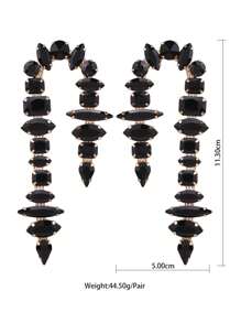 sehuoran 情人节礼物吊坠耳环闪亮流苏设计镶嵌水钻搭配日常服装派对配饰奢华珠宝 - Style 1 - 查看 3