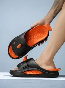 Dép quai ngang Shark Monster, Dép xỏ ngón quai mới, Đế dày chống trượt, nhẹ, không thấm nước, thích hợp cho phòng tắm, ký túc xá, hồ bơi, bãi biển - màu đen - Xem 2