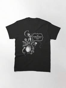Kraken Rum Essential T-Shirt, Women's T-Shirt, 220g Pure Cotton, Casual Crew Neck, Great For Casual Outings And Comfortable Wear. - 黑色 - 查看 1