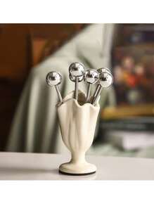 1 件新奇水果叉套装，带储物罐、蛋糕和甜点水果签，可爱又安全，适合儿童、学校用品 - 彩色 - 查看 4