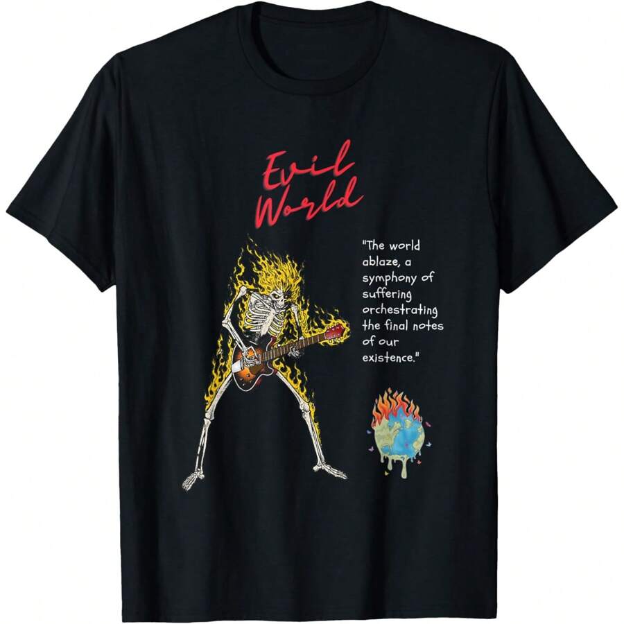 Fire Skeleton-White Text T-Shirt