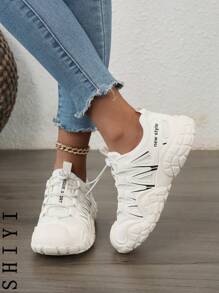 Women's Casual Versatile Comfy Athletic Sneakers With Letter Webbing