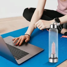 Botella De Agua De Cristal De EnergíA De Piedra Natural,Botellas De Cuarzos 500Ml,Con Bolsa De Tela,A Prueba De Fugas,Aceros Inoxidables,Termos Para Agua,Piedra Curativa,Relaja,Saludable (Rose) - Rosa - Ver 3