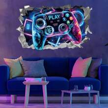 1 件 Wondev 3D 立体墙贴，游戏玩家主题墙贴，带有游戏手柄图案，适用于男孩卧室、游戏室、儿童房、个性化定制、学校装饰、惊喜礼物、宿舍装饰、返校家居装饰、房间装饰、学习用品 - 多色-牆貼 - 查看 5