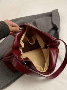 New Large Capacity Fashion Shoulder Bag Soft Tote Bag, Versatile Casual Shopping Bag, Retro Minimalist Shopping Bag With Simple Strap, Suitable For Commuting, College Students, High School Students, Shopping