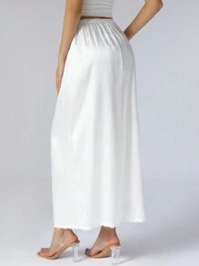 Half Slip Lace Long Underskirt Women's Satin Half Slip Half Slips For Under Dresses Slip - 白色 - 查看 5