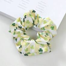1pc Irish St. Patrick's Day Clover Scrunchie, Fresh Mori Style Big Spring Coil Hair Rope, Party Festival