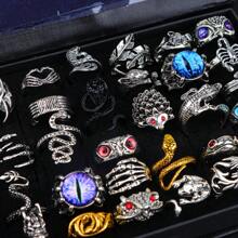10/20pcs/Pack Retro Punk Style Owl & Snake Rings, Fashion Animal Shape Finger Rings, Jewelry Gift For Party & Holiday
