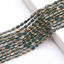 48pcs 4*6mm Colorful Crystal Glass Beads With Gold Trim, Middle Hole, For DIY Crafts, Jewelry Making, Shoes, Accessories, Phone Chain, Necklace, Bracelet, Glasses Chain