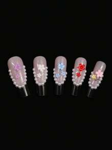 240pcs Mixed Color Flower Nail Ornaments, Resin Three-Dimensional Nail Ornaments, Suitable For Nail Art Accessories Used