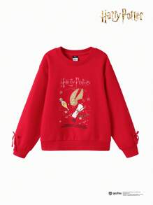 Balabala Harry Potter 女童休闲印花圆领卫衣 - 中國紅 - 查看 4