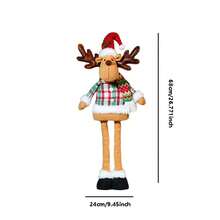 Christmas Retractable Snowman Doll Ornaments Colorful Plaid Reindeer Toys For Window Desktop Home Holiday Decoration