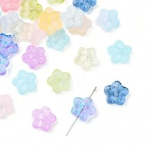 30Pcs Baking Paint Glass Beads, Flower, 12.5x13x4.5mm, Hole: 1.2mm
