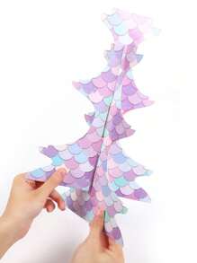 1pc Mermaid Party Decoration Cake Stand Paper Dessert Table, Easy To Create A Sweet Feast, Adding To Life - Multicolor - View 4