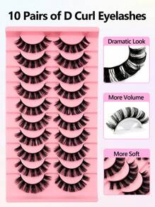 Rikuaild 10 pares de pestañas postizas rusas con efecto volumen, rizado D, aspecto natural y dramático, con un look esponjoso y deshilachado - Pestañas Cruzadas - Ver 6