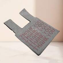 Rhinestone Evening Bag Shiny Printed Thankyou Handbag Women Clutch Handbag For Party Prom - Bạc - Xem 3