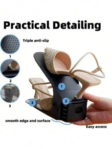 10pcs Adjustable Creative Storage Shoe Rack ,Shoe Slot Organizer- Space-Saving Organizer For Entryway, Hallway, Living Room, Dormitory ,Bedroom Cloest, Bathroom - Convenient Storage - Black - View 4