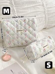 1Pc/Set Delicate Fresh Ditsy Floral Quilted Makeup Bag, Vintage Toiletry Pouch With Handle, Multi-Functional Travel Makeup Bag Handheld, Portable Toiletries Bag Set With Zipper, Large Capacity Cosmetic Storage Bag Suitable For Cosmetics, Lipstick, Jewelry, Tissues, Sanitary Napkins, Gift For New Semester, Winter/Early Spring, Anniversary, Valentine's Day, Vacation, Daily Use, Holiday, Mother's Day Gift, New Style In 2025 (Random Cutting).