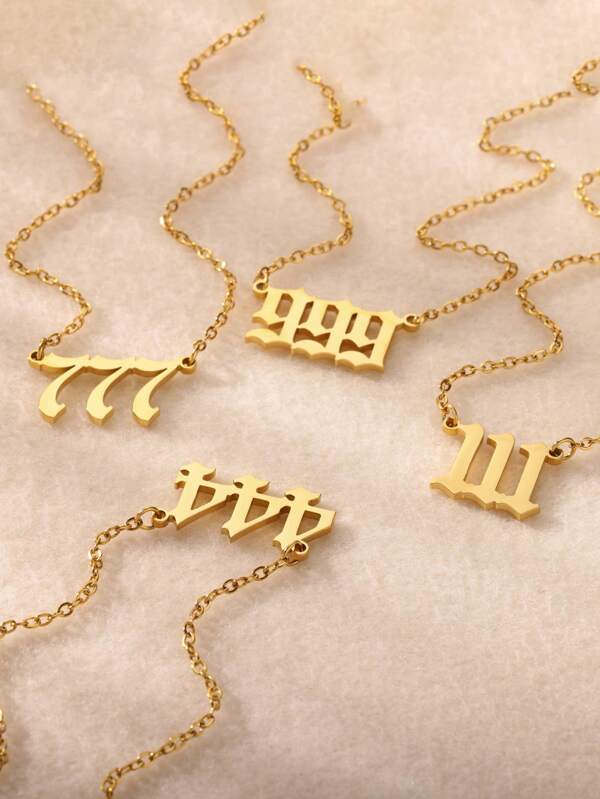 1 PC 777 Angel Number Necklace Necklace For Women Stainless Steel Minimalist Chain Pendant Collar Necklace Jewelry Christmas Gift