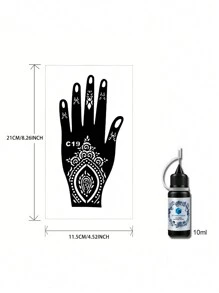 Haina Two Hand Tattoo Template Fingernail Flower Tattoo Template Staining Cream Combination Haina Hand Drawing Set (Left And Right Hand Tattoo Templates+2 Bottles Of Tattoo Juice Staining Cream Rose Red Purple) Multi Pattern Male And Female Available Semi Permanent Finger Wrist Shoulder Neck Clavicle Body Art Skin Hand Drawing Waterproof Simulation Tattoo Template Set - Multicolor - View 9