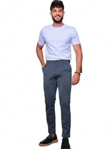 Men's Formal Pants SLIM FIT Elastane Stretch - Grey - View 2