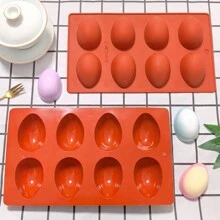3pcs Easter Egg Shape Silicone Candy Molds, Dinosaur Egg Molds, Chocolate Candy Egg Cake Easter Egg Molds - Rust Brown - View 5